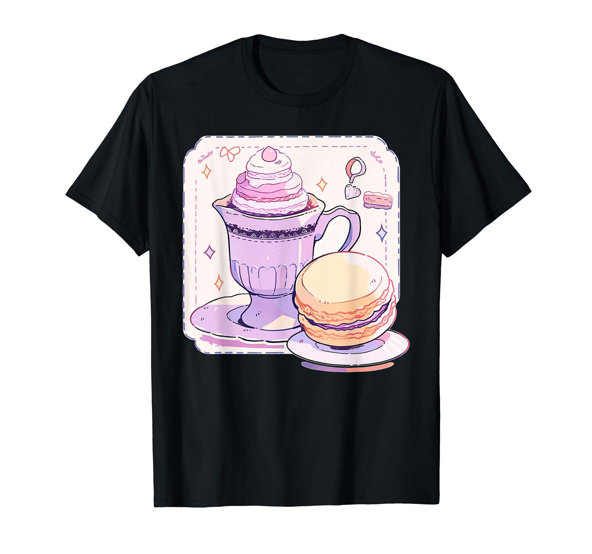 Pastel Coffee Macaroon Aesthetic T-Shirt - Trendy Graphic for Adults - T-Shirt, Sweatshirt, Hoodie