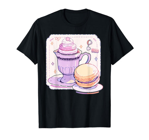 Pastel Coffee Macaroon Aesthetic T-Shirt - Trendy Graphic for Adults - T-Shirt, Sweatshirt, Hoodie