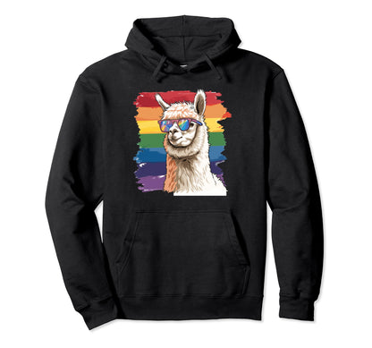 Funny Alpaca Sunglasses Pride Summer Hoodie - Minimalist Print Men Women - T-Shirt, Sweatshirt, Hoodie
