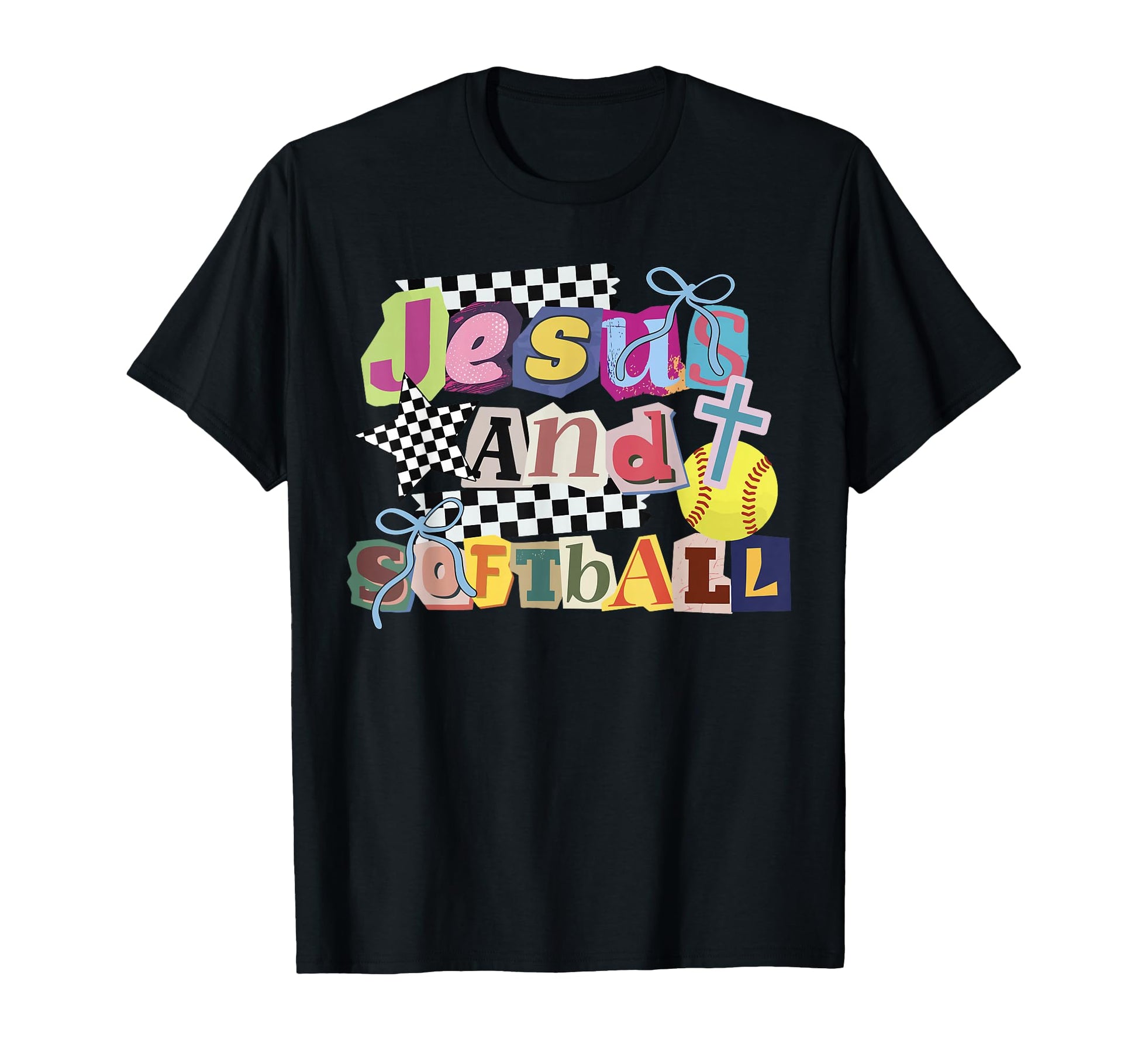 Funny Coquette Girly Jesus And Softball T-Shirt - Aesthetic Graphic Unisex - T-Shirt, Sweatshirt, Hoodie