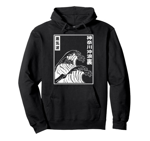 Kanagawa Wave Japanese Art Vaporwave Hoodie - Fun Novelty Design Men Women - T-Shirt, Sweatshirt, Hoodie