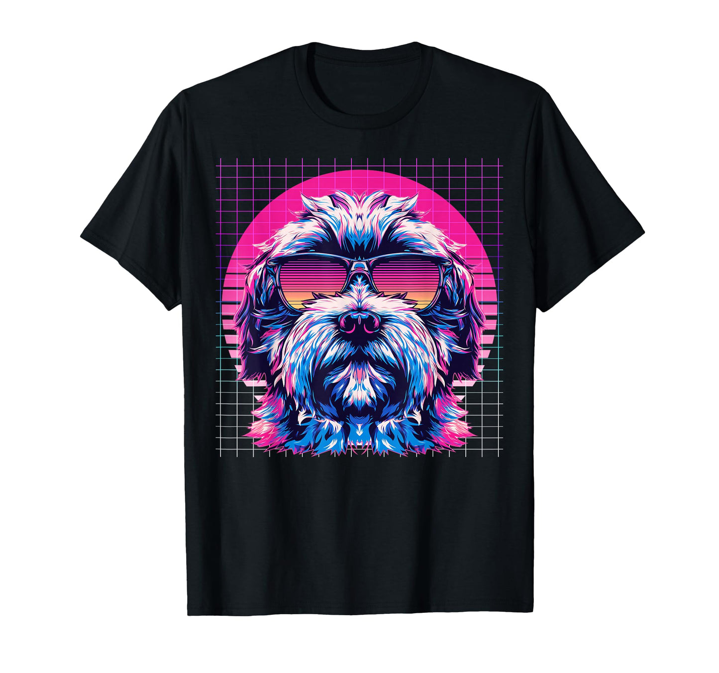 Havanese Sunglasses Dog Vaporwave T-Shirt - Novelty Apparel Men Women - T-Shirt, Sweatshirt, Hoodie
