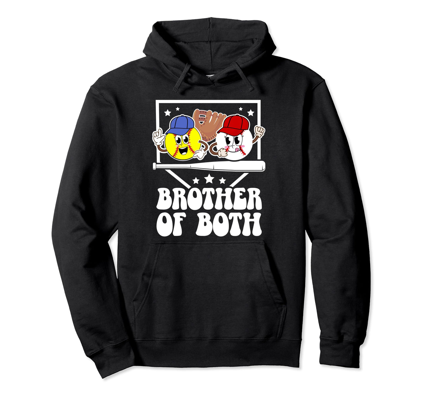 Brother Both Groovy Softball Baseball Hoodie - Custom Art Print Unisex - T-Shirt, Sweatshirt, Hoodie