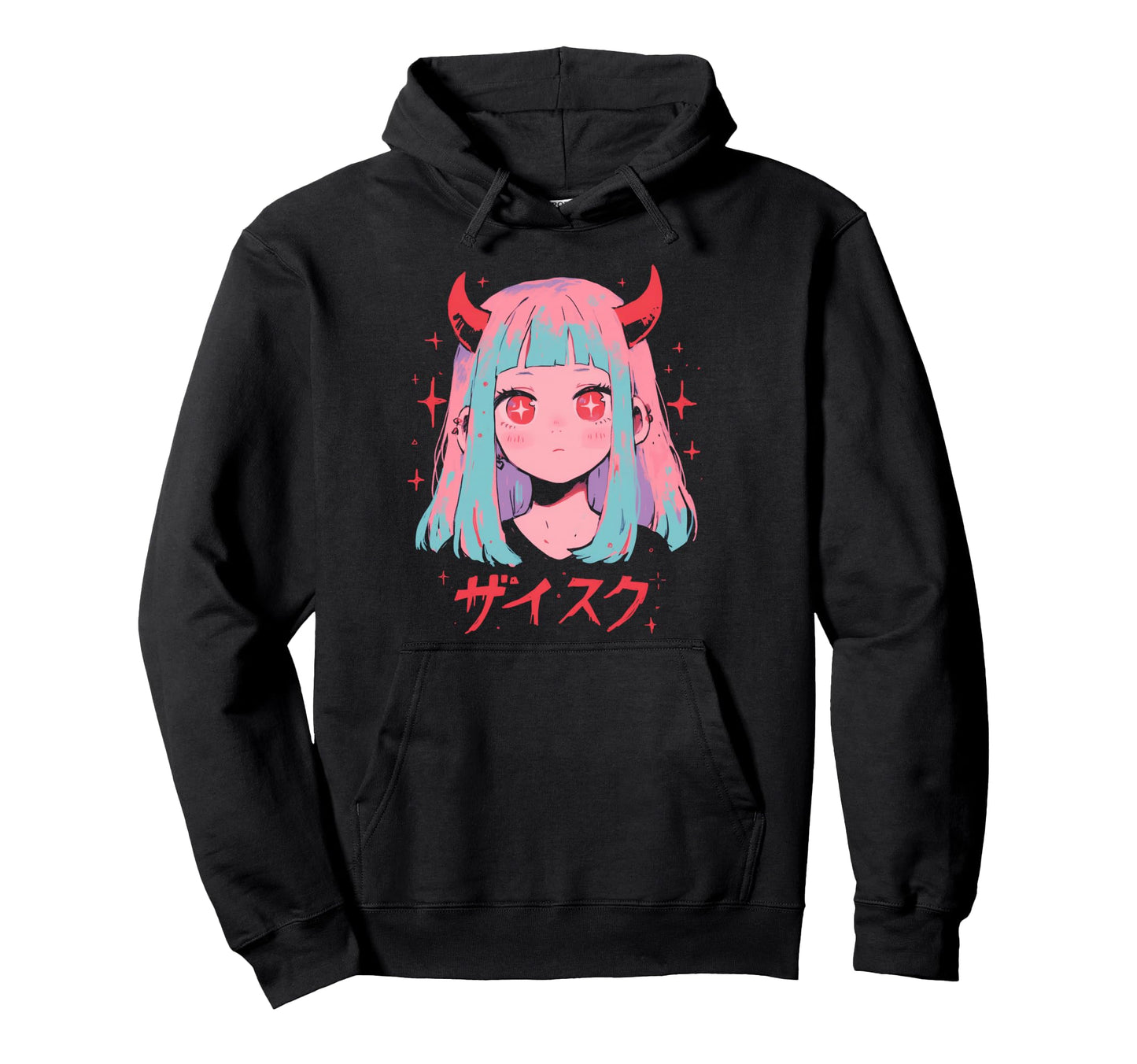 Goth Grunge Demon Anime Waifu Horror Hoodie - Streetwear Style for Adults - T-Shirt, Sweatshirt, Hoodie