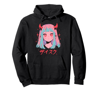 Goth Grunge Demon Anime Waifu Horror Hoodie - Streetwear Style for Adults - T-Shirt, Sweatshirt, Hoodie