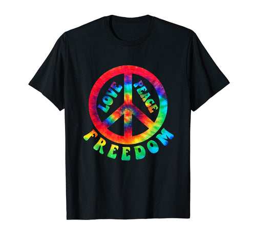 Peace Sign Love 60S 70S Tie Die Hippie T-Shirt - Fun Novelty Design Unisex - T-Shirt, Sweatshirt, Hoodie