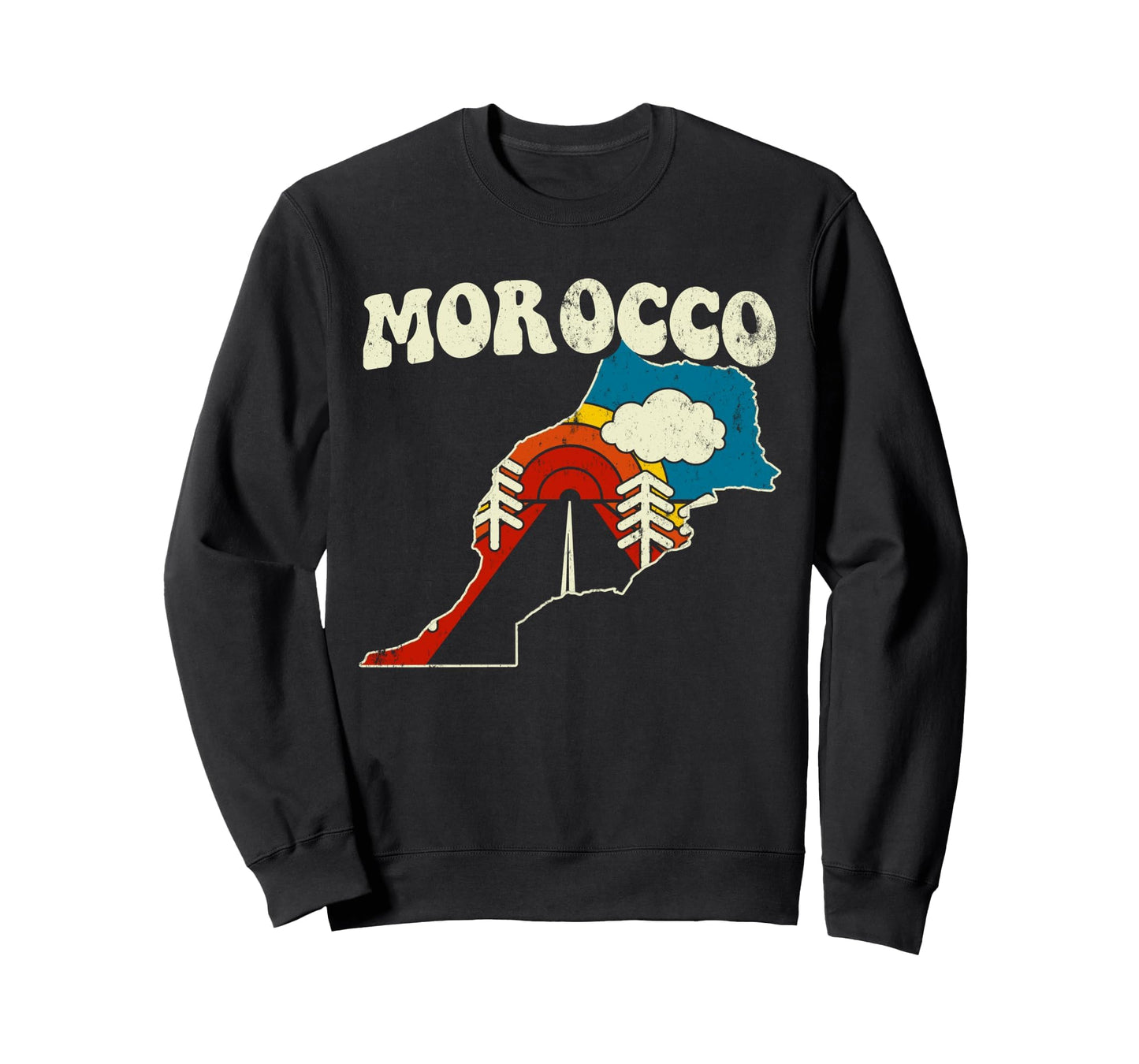 Morocco Moroccan Country Rainbow 70S Sweatshirt - Novelty Apparel Unisex - T-Shirt, Sweatshirt, Hoodie