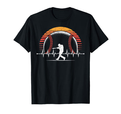Baseball Player Heartbeat Coach Dad T-Shirt - Novelty Apparel Men Women - T-Shirt, Sweatshirt, Hoodie