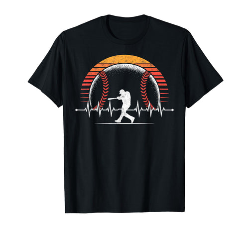 Baseball Player Heartbeat Coach Dad T-Shirt - Novelty Apparel Men Women - T-Shirt, Sweatshirt, Hoodie