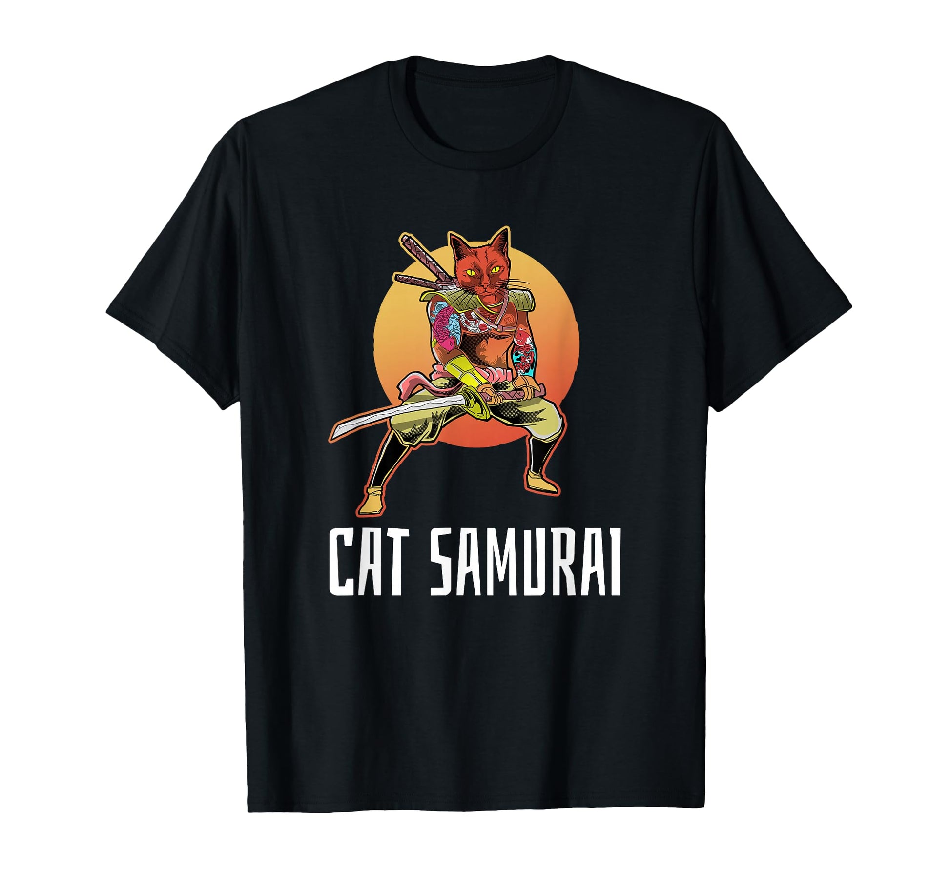 Cat Samurai Japanese Aesthetic Edgy T-Shirt - Fun Novelty Design Men Women - T-Shirt, Sweatshirt, Hoodie