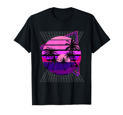 Vaporwave Aesthetic Palm Tree T-Shirt - Casual Everyday Wear Men Women - T-Shirt, Sweatshirt, Hoodie