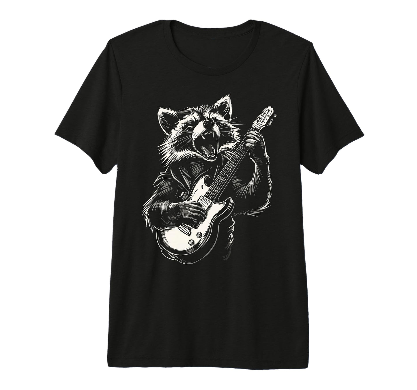 Funny Raccoon Playing Guitar Heavy T-Shirt - Novelty Apparel Men Women - T-Shirt, Sweatshirt, Hoodie