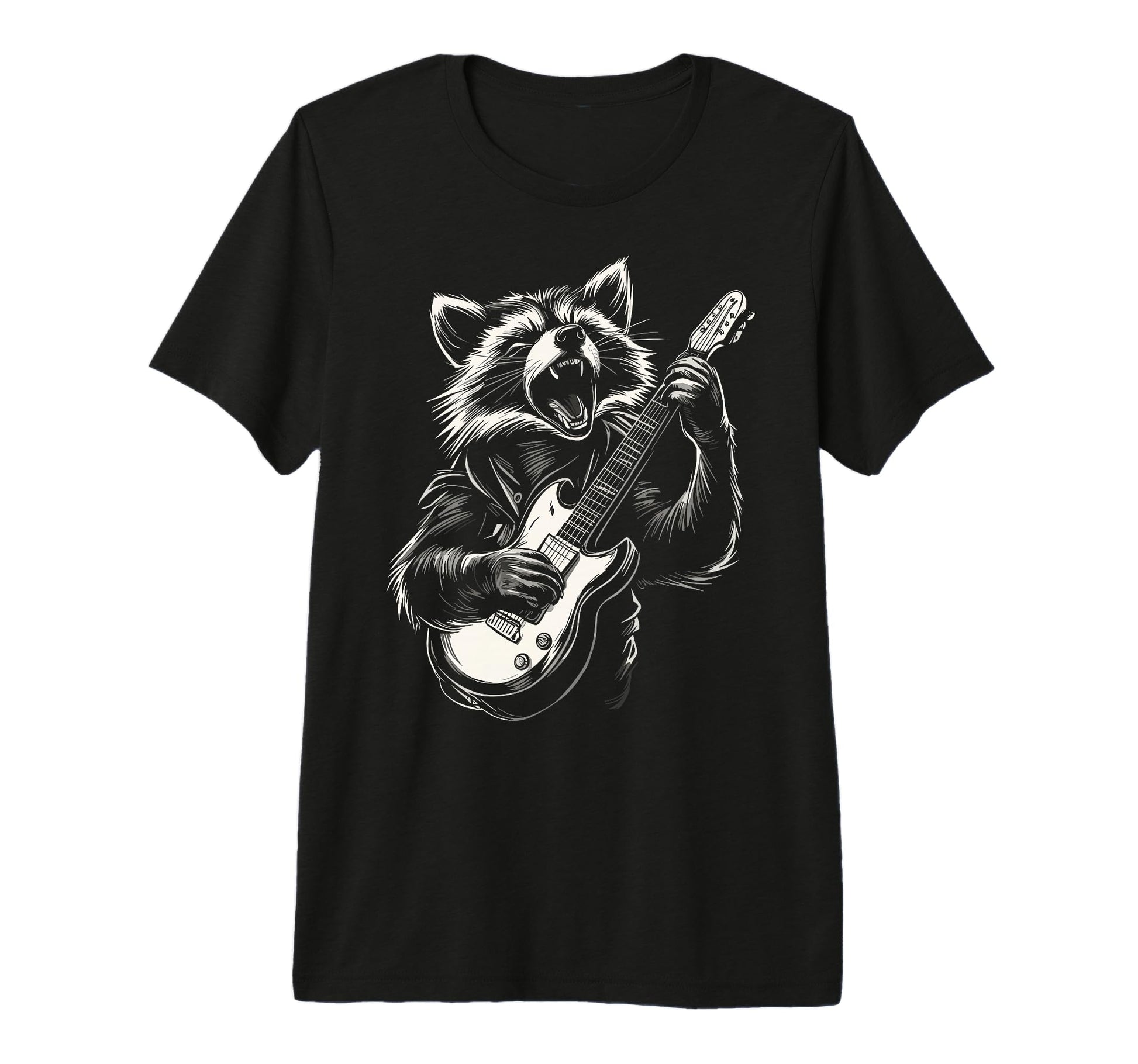 Funny Raccoon Playing Guitar Heavy T-Shirt - Novelty Apparel Men Women - T-Shirt, Sweatshirt, Hoodie