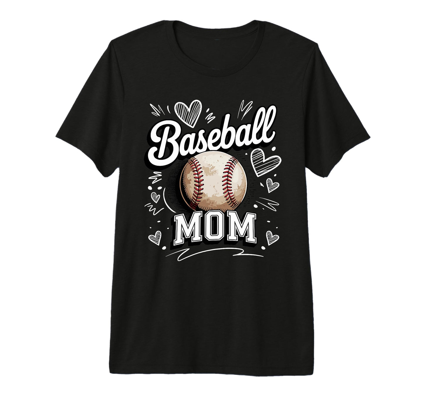 Baseball Mom Heart Game Day T-Shirt - Fun Novelty Design for Adults - T-Shirt, Sweatshirt, Hoodie