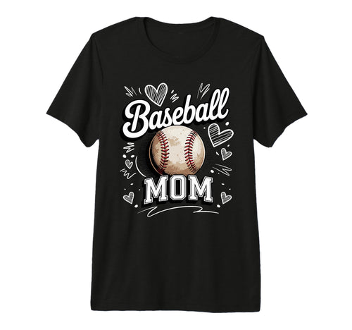 Baseball Mom Heart Game Day T-Shirt - Fun Novelty Design for Adults - T-Shirt, Sweatshirt, Hoodie