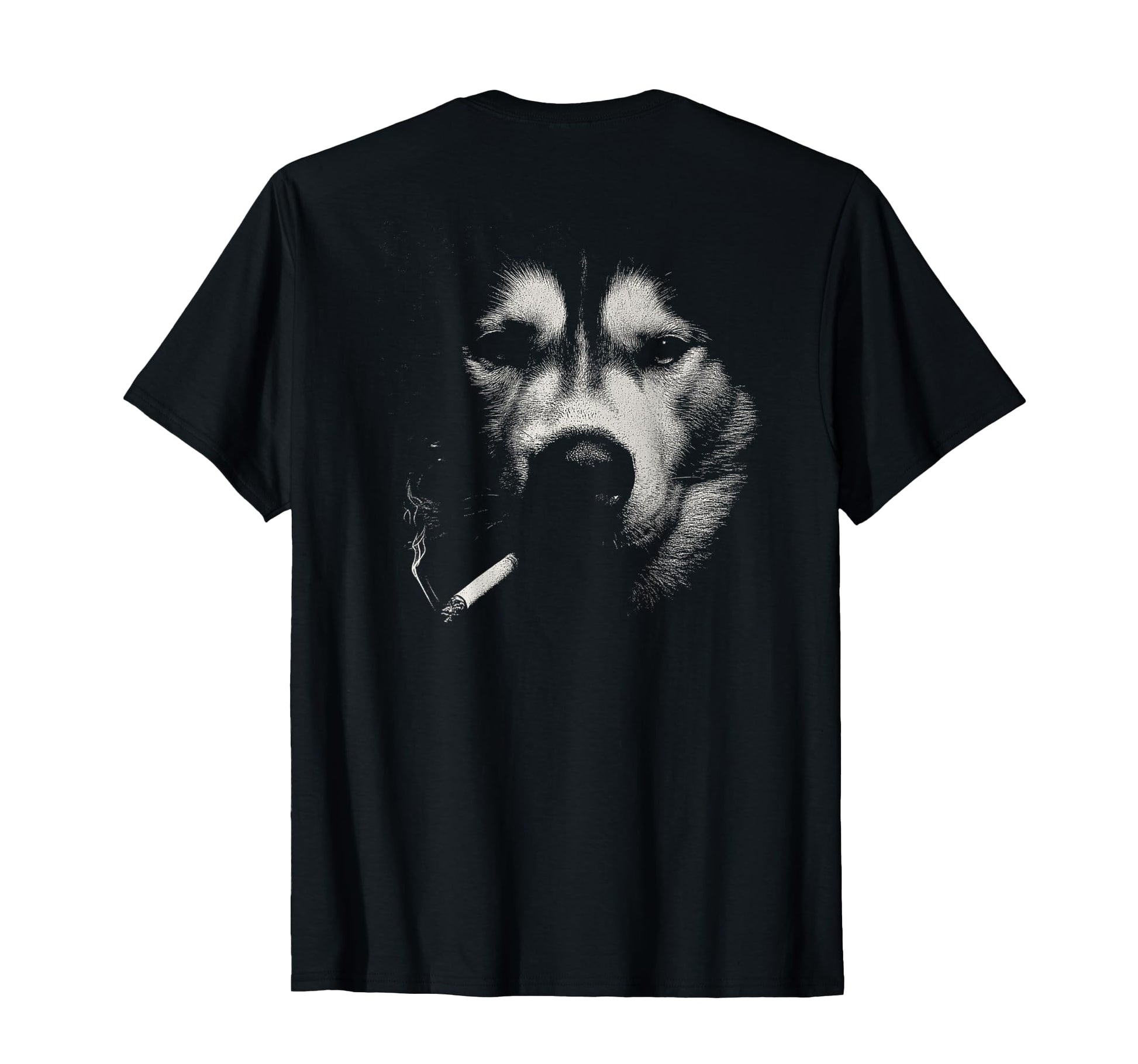 Siberian Husky Smoking Cigarette T-Shirt - Aesthetic Graphic for Adults - T-Shirt, Sweatshirt, Hoodie