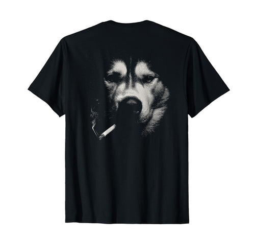 Siberian Husky Smoking Cigarette T-Shirt - Aesthetic Graphic for Adults - T-Shirt, Sweatshirt, Hoodie