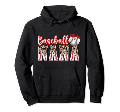 Baseball Nana Leopard Grandma Nana Hoodie - Custom Art Print for Adults - T-Shirt, Sweatshirt, Hoodie
