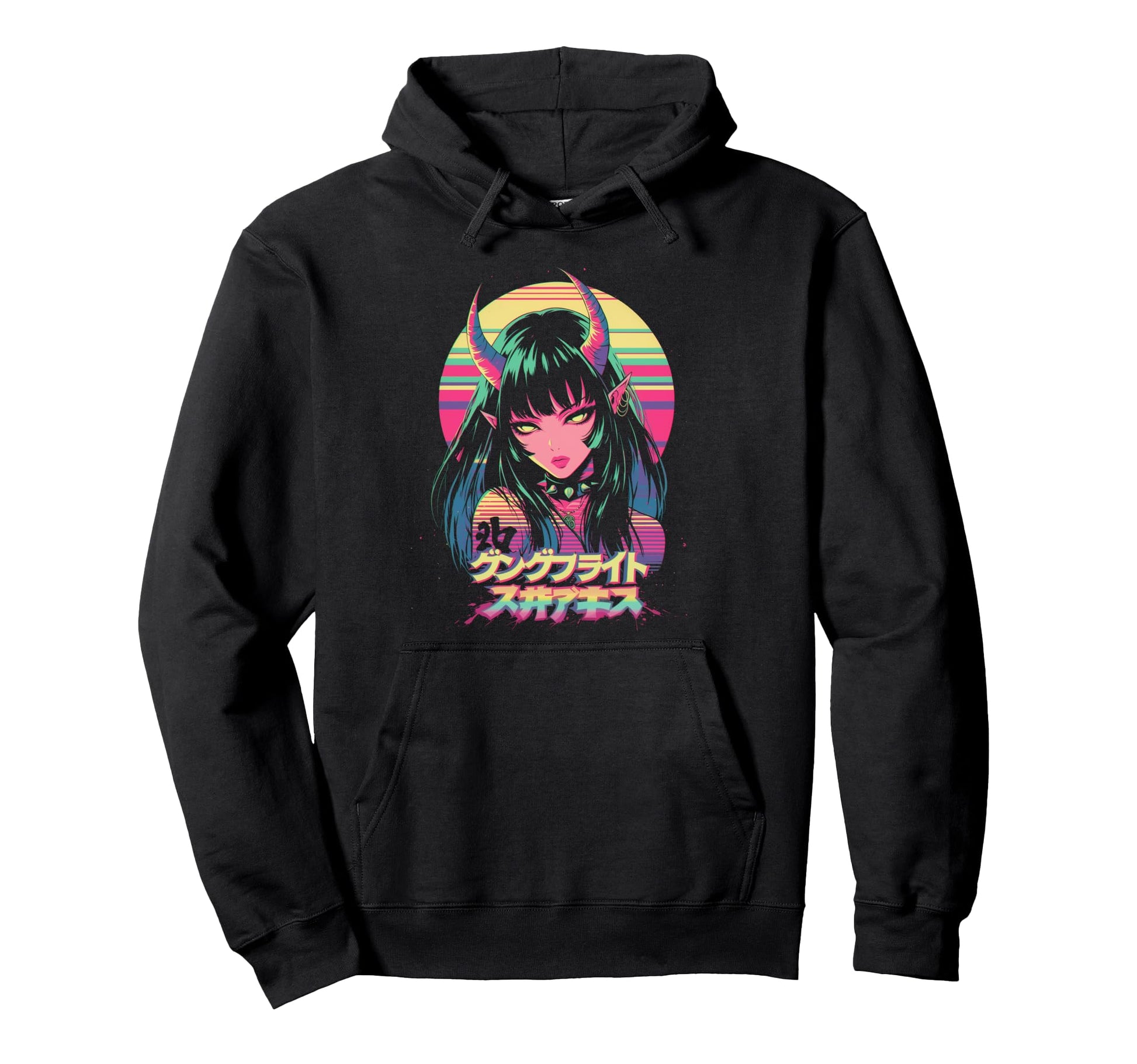 Goth Grunge Demon Anime Waifu Horror Hoodie - Custom Art Print for Adults - T-Shirt, Sweatshirt, Hoodie