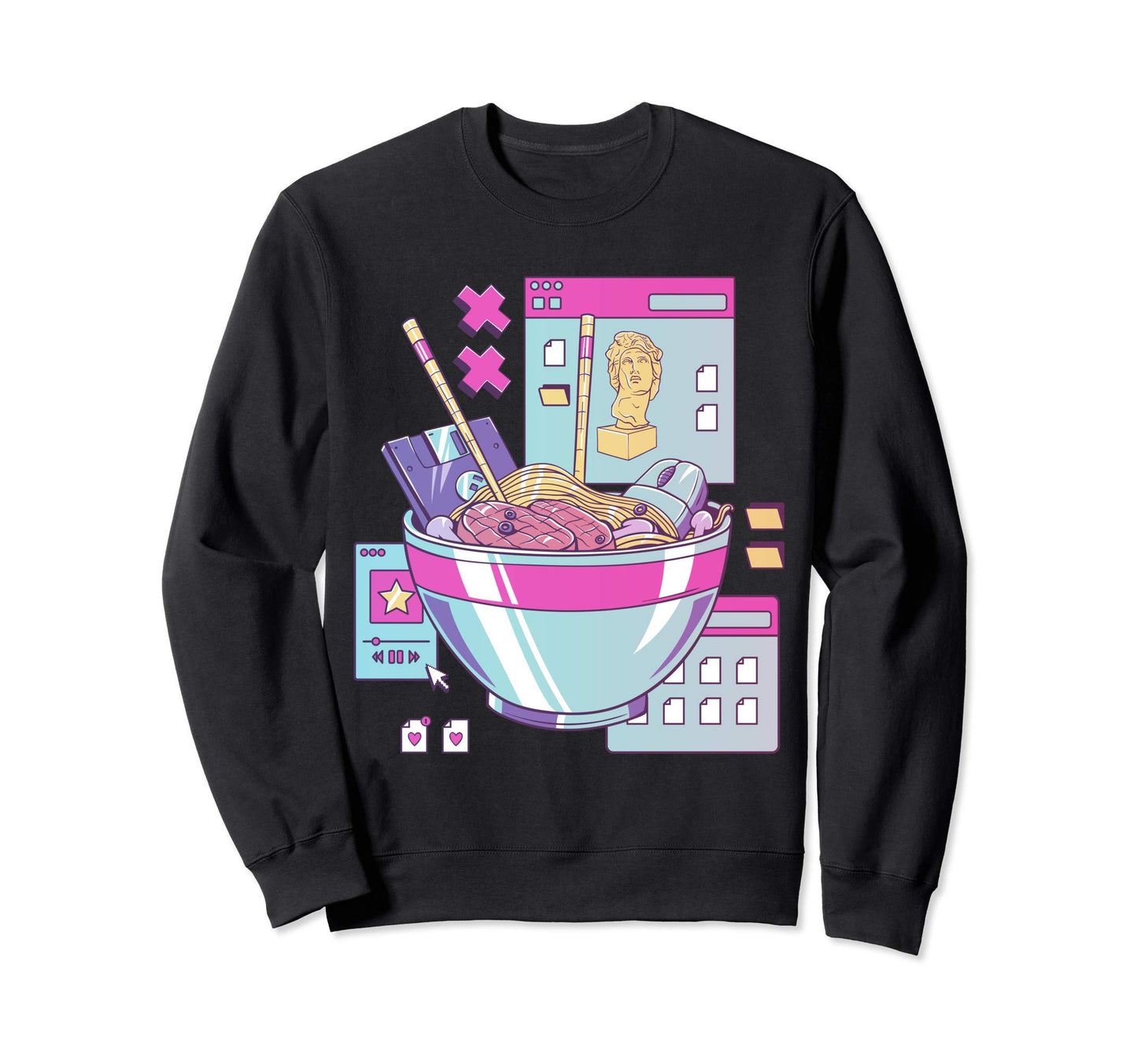 Funny 90S Japanese Kawaii Ramen Sweatshirt - Trendy Graphic Unisex - T-Shirt, Sweatshirt, Hoodie