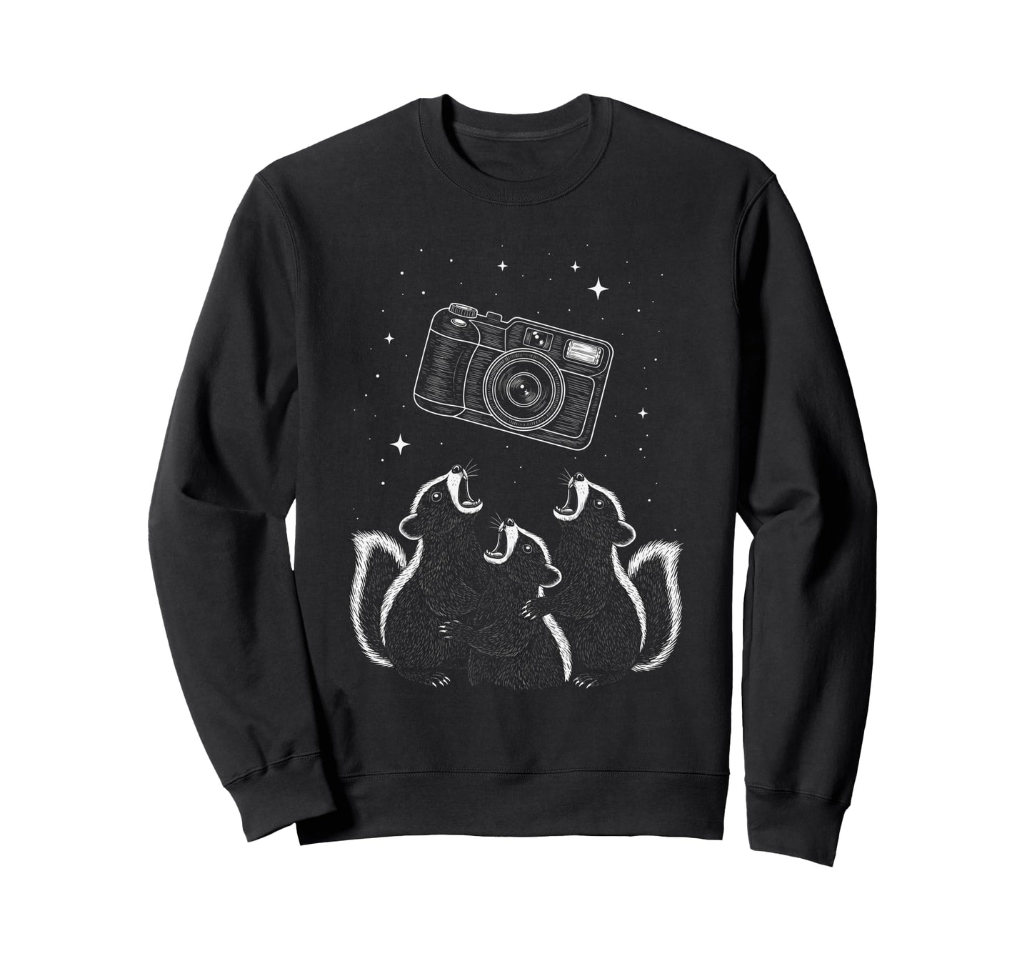 Funny Skunk Photographers Howling Sweatshirt - Trendy Graphic for Adults - T-Shirt, Sweatshirt, Hoodie