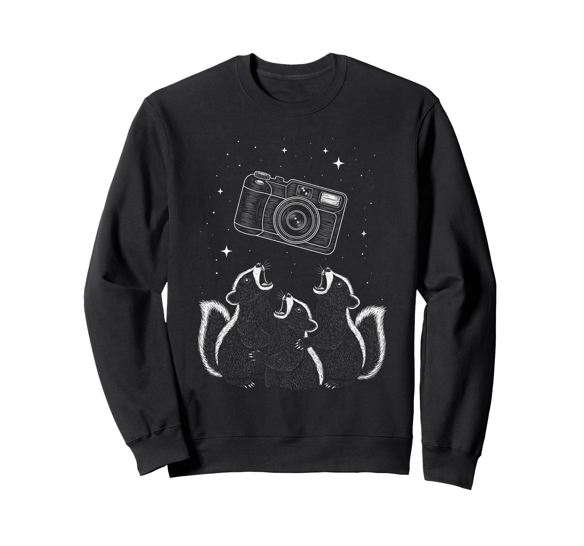 Funny Skunk Photographers Howling Sweatshirt - Trendy Graphic for Adults - T-Shirt, Sweatshirt, Hoodie
