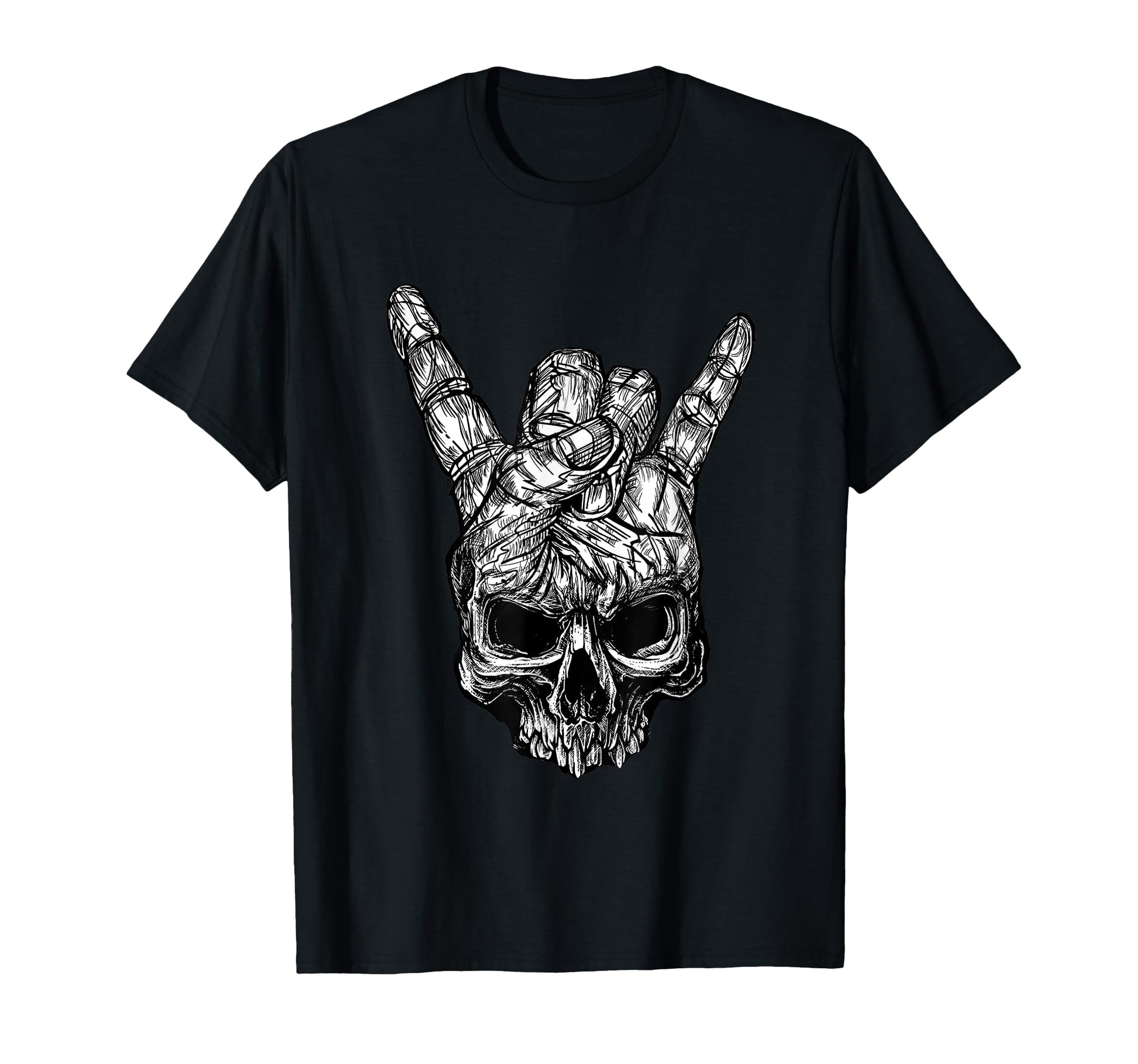 Skull Hand Heavy Rock Music Skull T-Shirt - Unique Graphic for Adults - T-Shirt, Sweatshirt, Hoodie