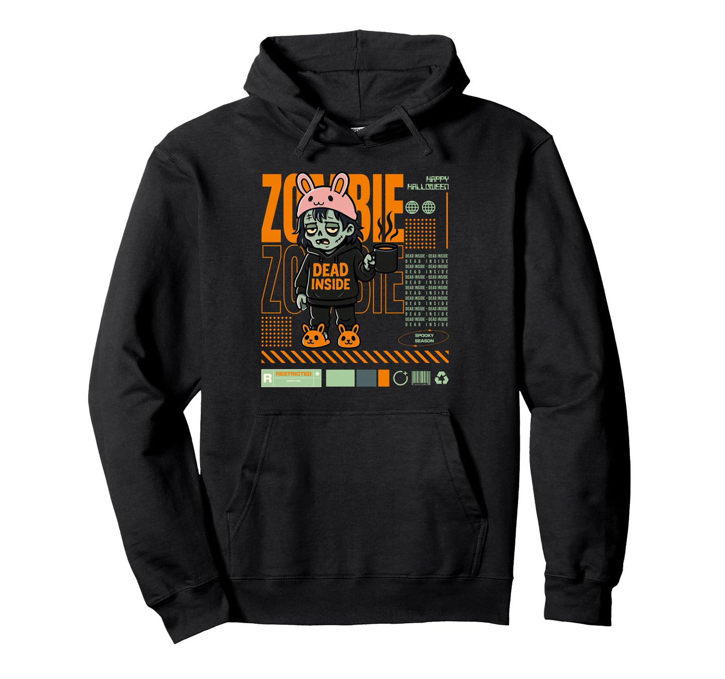 Dead Inside Zombie Coffee Lover Hoodie - Trendy Graphic for Adults - T-Shirt, Sweatshirt, Hoodie