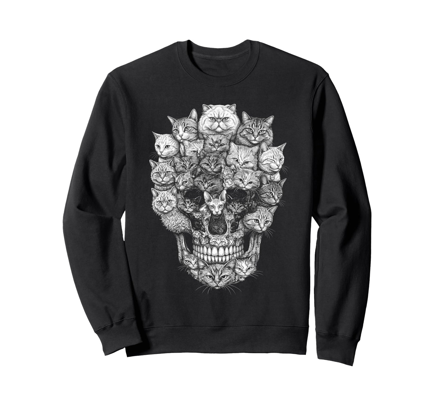 Skull Cat Skeleton Kitty Kitten Sweatshirt - Minimalist Print Men Women - T-Shirt, Sweatshirt, Hoodie