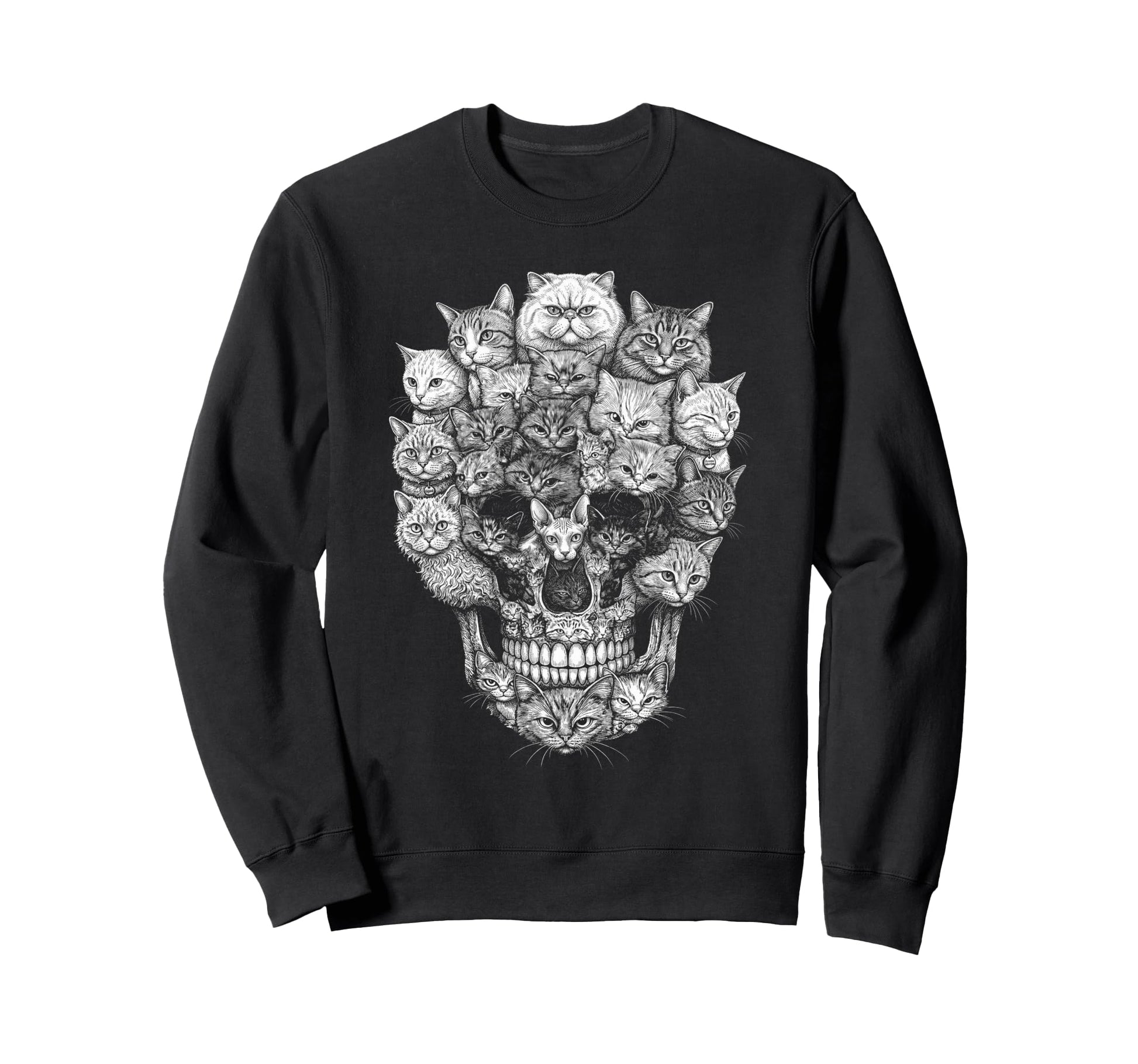 Skull Cat Skeleton Kitty Kitten Sweatshirt - Minimalist Print Men Women - T-Shirt, Sweatshirt, Hoodie