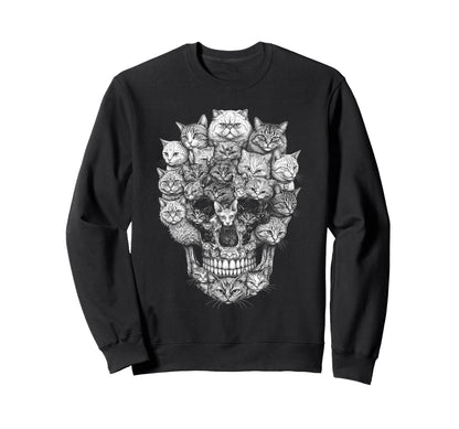 Skull Cat Skeleton Kitty Kitten Sweatshirt - Minimalist Print Men Women - T-Shirt, Sweatshirt, Hoodie