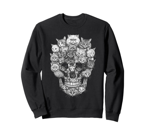 Skull Cat Skeleton Kitty Kitten Sweatshirt - Minimalist Print Men Women - T-Shirt, Sweatshirt, Hoodie