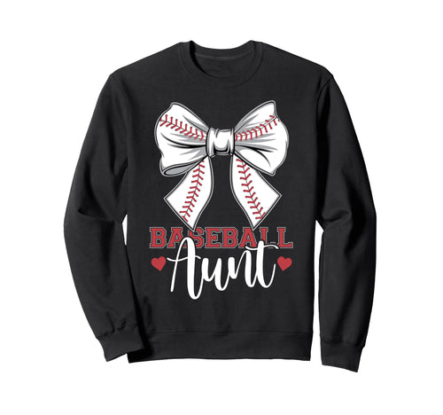 Baseball Aunt Coquette Bow Sport Sweatshirt - Custom Art Print for Adults - T-Shirt, Sweatshirt, Hoodie