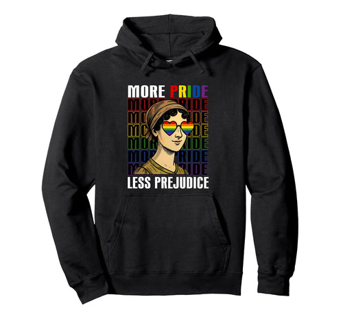 More Pride Less Prejudice Rainbow Hoodie - Minimalist Print for Adults - T-Shirt, Sweatshirt, Hoodie