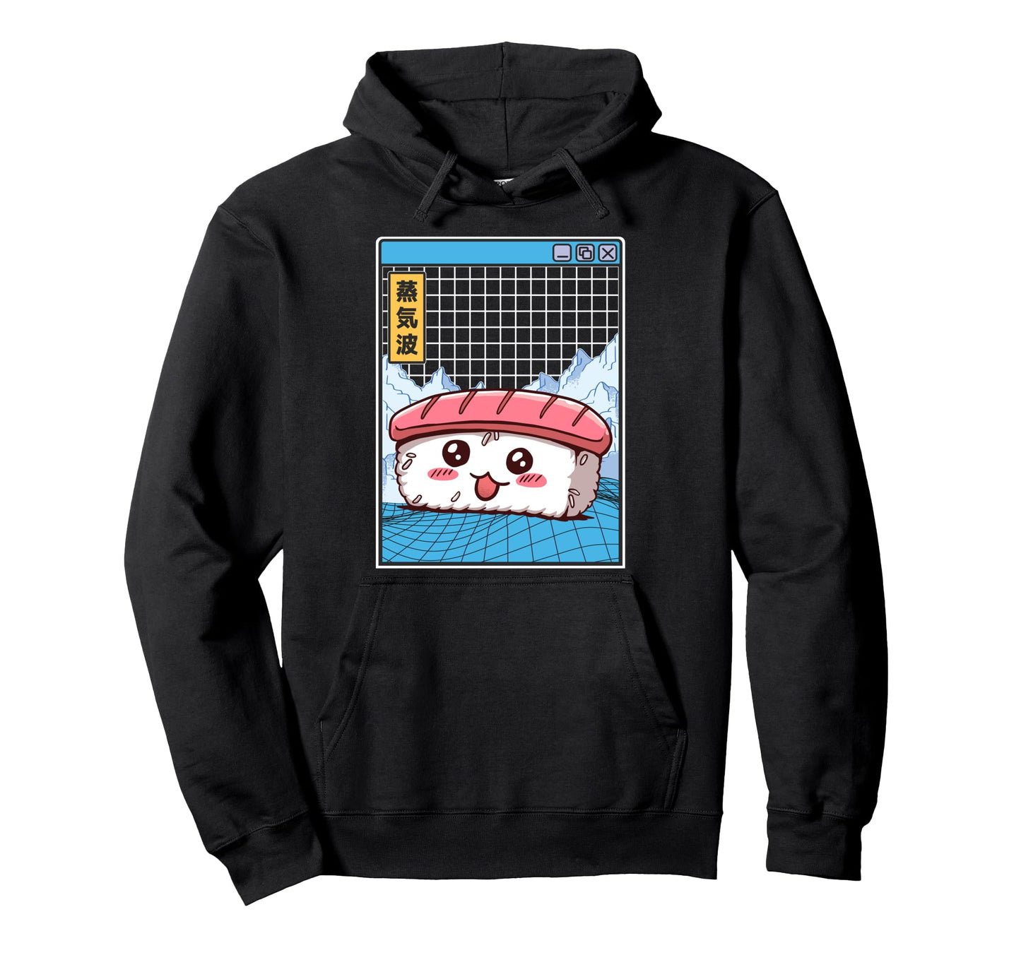 Sushi Kawaii Grid Vaporwave Aesthetic Hoodie - Trendy Graphic Men Women - T-Shirt, Sweatshirt, Hoodie
