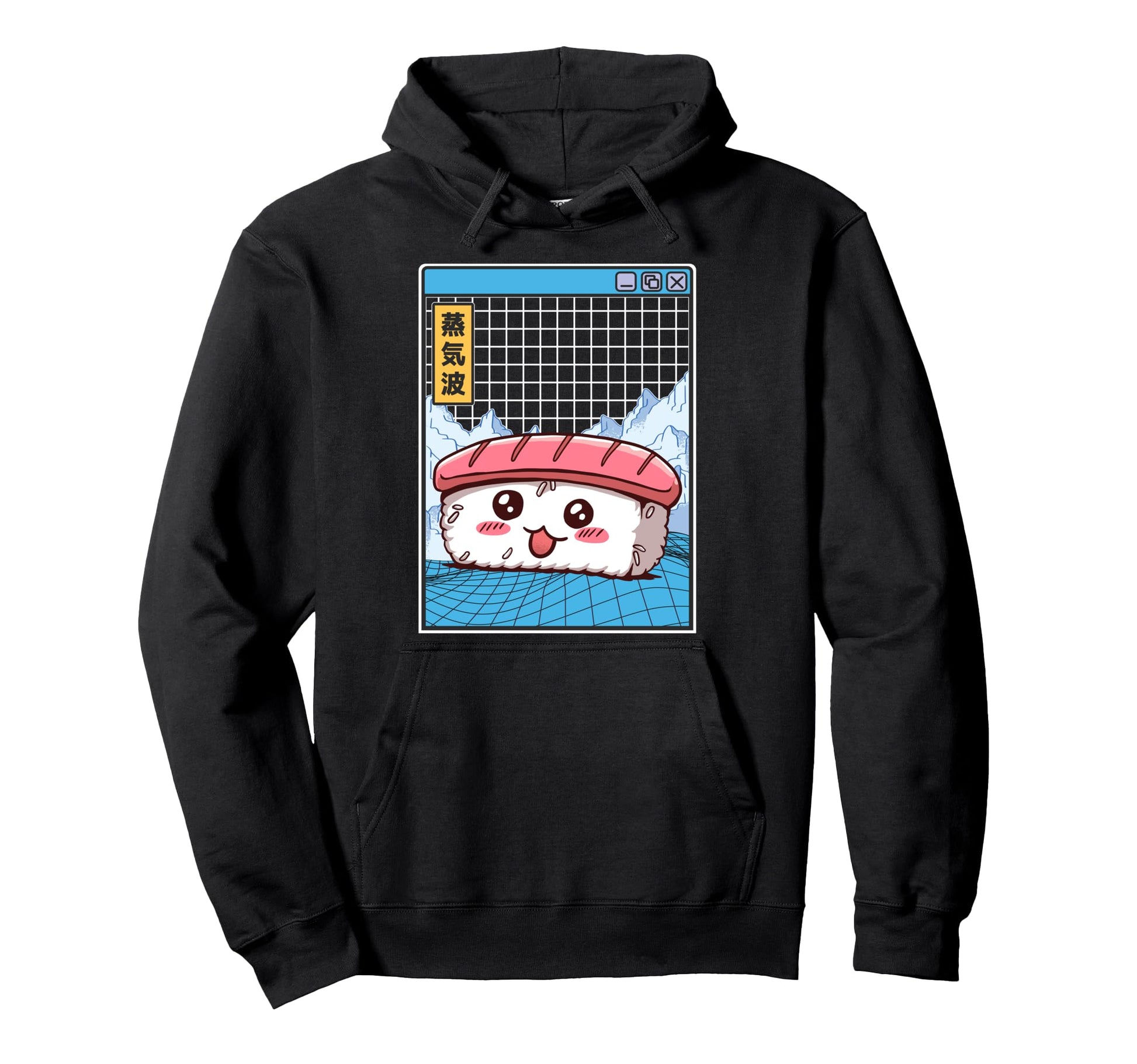 Sushi Kawaii Grid Vaporwave Aesthetic Hoodie - Trendy Graphic Men Women - T-Shirt, Sweatshirt, Hoodie