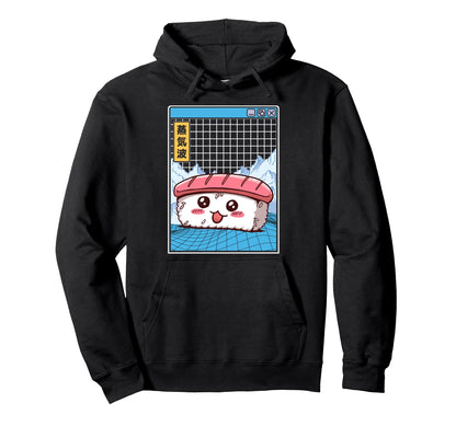 Sushi Kawaii Grid Vaporwave Aesthetic Hoodie - Trendy Graphic Men Women - T-Shirt, Sweatshirt, Hoodie