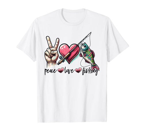 Funny Fishing Peace Love Fishing T-Shirt - Aesthetic Graphic for Adults - T-Shirt, Sweatshirt, Hoodie