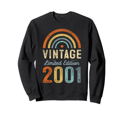 2001 Rainbow Birthday Sweatshirt - Graphic Print for Adults - T-Shirt, Sweatshirt, Hoodie