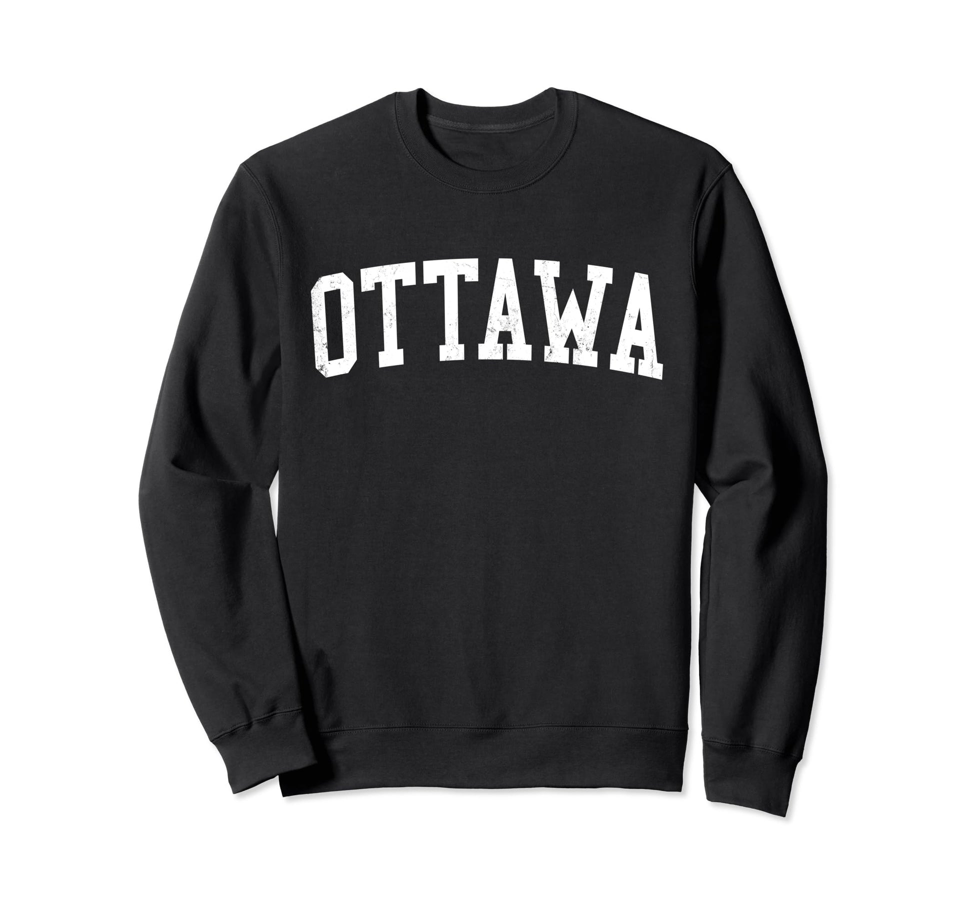 Ottawa Ks Distressed White Varsity Sweatshirt - Minimalist Print Men Women - T-Shirt, Sweatshirt, Hoodie