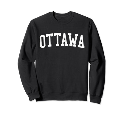 Ottawa Ks Distressed White Varsity Sweatshirt - Minimalist Print Men Women - T-Shirt, Sweatshirt, Hoodie