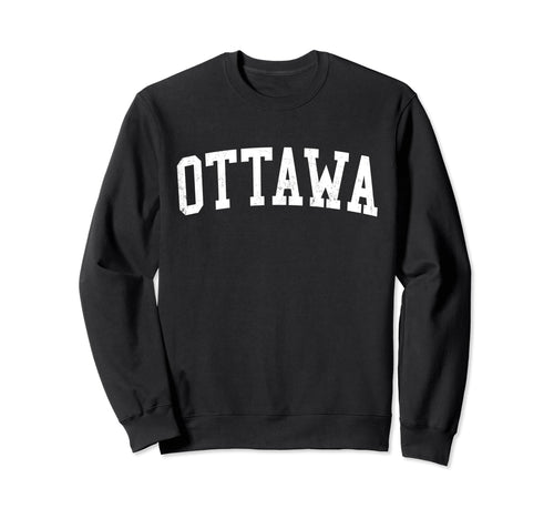 Ottawa Ks Distressed White Varsity Sweatshirt - Minimalist Print Men Women - T-Shirt, Sweatshirt, Hoodie