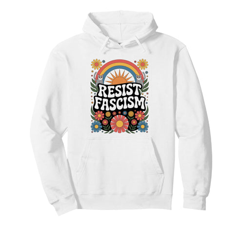 Cats Resist Fascism Groovy Rainbow No Hoodie - Novelty Apparel Unisex - T-Shirt, Sweatshirt, Hoodie