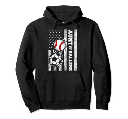Aunt Ballers Funny Usa Flag Soccer Hoodie - Aesthetic Graphic Unisex - T-Shirt, Sweatshirt, Hoodie