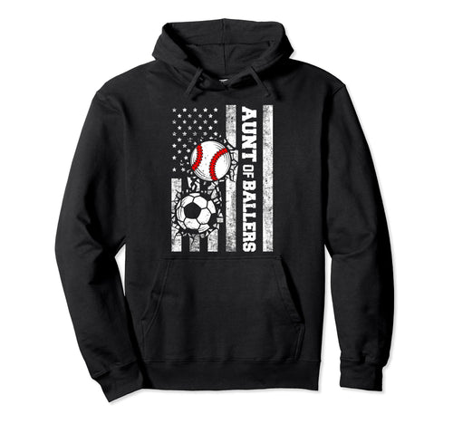 Aunt Ballers Funny Usa Flag Soccer Hoodie - Aesthetic Graphic Unisex - T-Shirt, Sweatshirt, Hoodie
