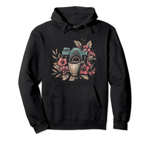 Photographer Coffee Camera Flowers Hoodie - Casual Everyday Wear Unisex - T-Shirt, Sweatshirt, Hoodie