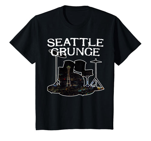 Seattle Grunge Rock Drums Space Needle T-Shirt - Unique Graphic Men Women - T-Shirt, Sweatshirt, Hoodie