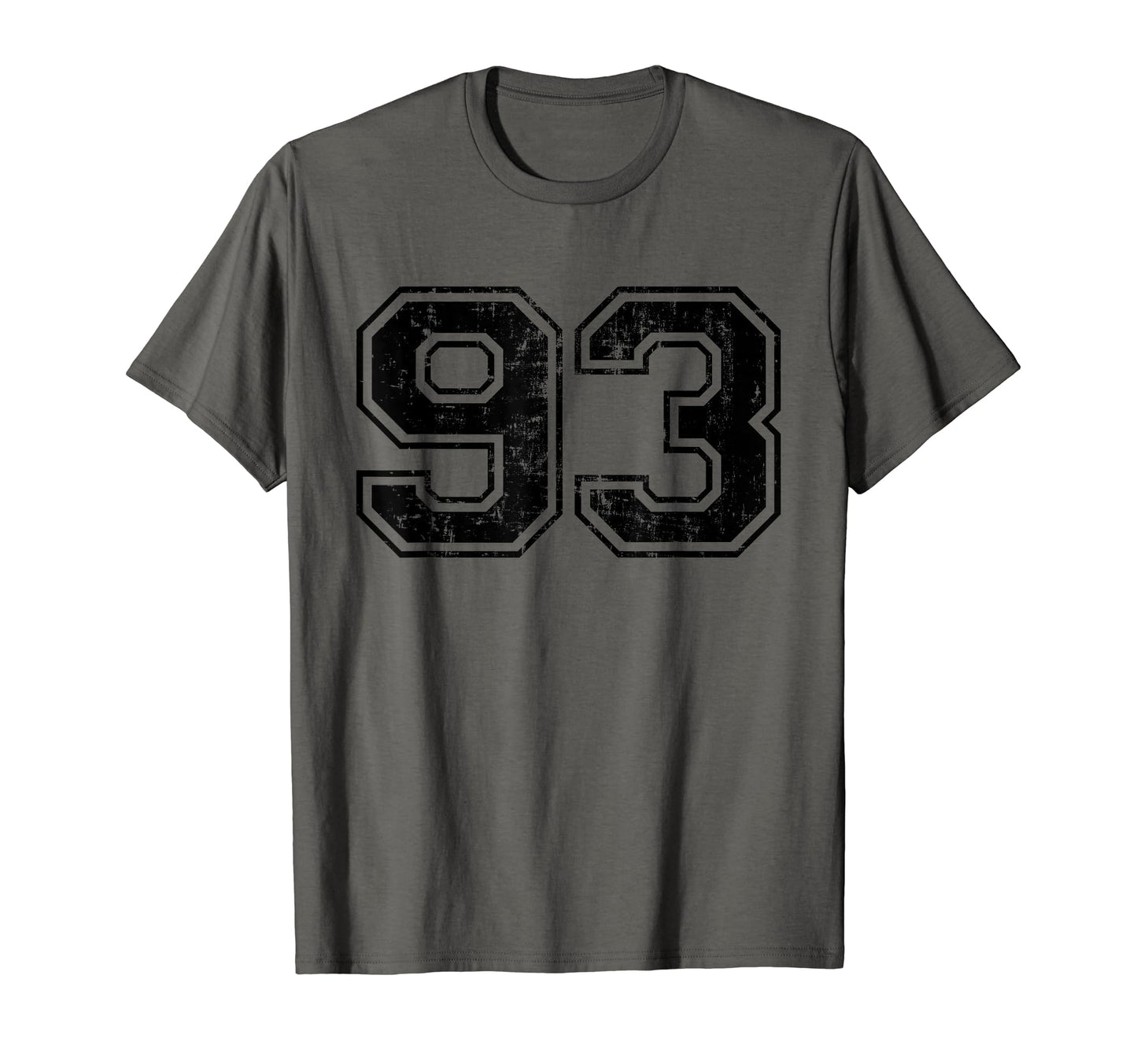 Number 93 Varsity Distressed Sport Team T-Shirt - Custom Art Print Unisex - T-Shirt, Sweatshirt, Hoodie
