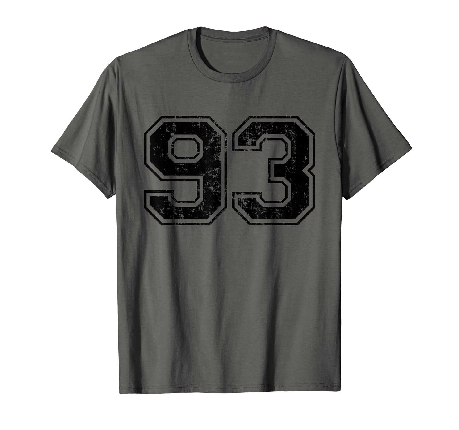 Number 93 Varsity Distressed Sport Team T-Shirt - Custom Art Print Unisex - T-Shirt, Sweatshirt, Hoodie