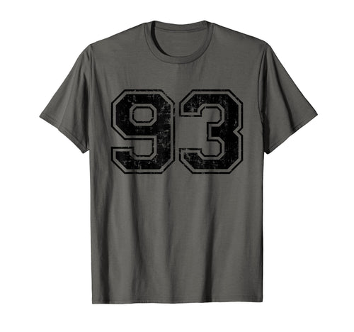 Number 93 Varsity Distressed Sport Team T-Shirt - Custom Art Print Unisex - T-Shirt, Sweatshirt, Hoodie